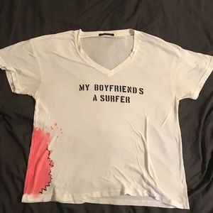 RARE Wildfox Tee Size Med “My Boyfriends a surfer”